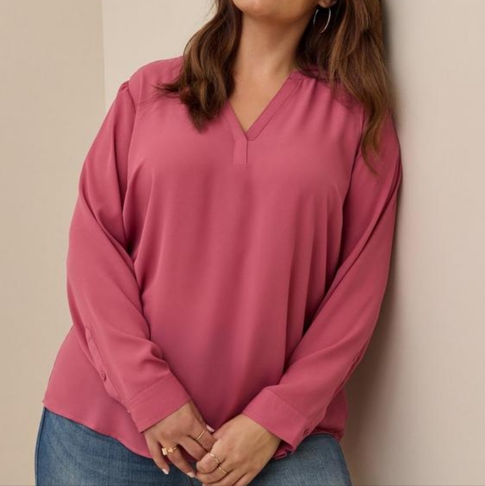 Georgette Hi-Low Pullover Long Sleeve Blouse torrid Plus Size 1 NWT